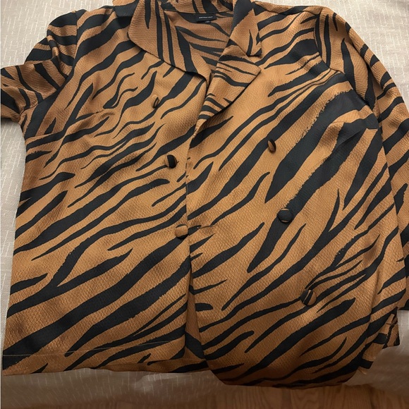 Brown and Black Zebra Print Blazer Top - Picture 1 of 2